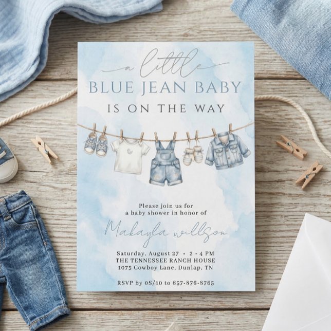 Invitación Fiesta de Baby Shower Vaquero Rústico de Mezclilla (Subido por el creador)