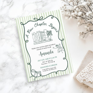 Invitación Fiesta de Baby Shower Verde Cuentacuentos