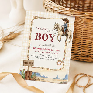 Invitación Fiesta de Baby Shower Vintage del Oeste Americano 