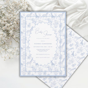 Invitación Fiesta de Baby Shower Vintage Safari de Toile Azul