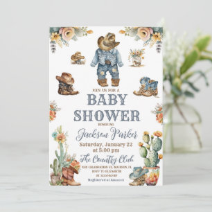 Invitación Fiesta de Baby Shower Western Boho Wild West Boy
