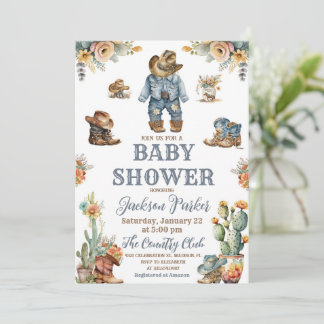Invitación Fiesta de Baby Shower Western Boho Wild West Boy