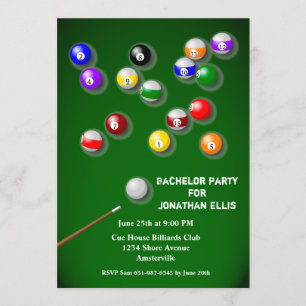 Invitación Fiesta de Bachelor de Billiards