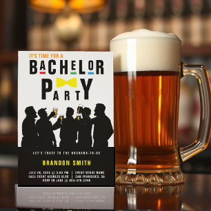 Invitación Fiesta de Bachelor de Bowtie retro 90