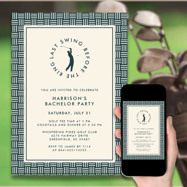 Invitación Fiesta de Bachelor de Golf La Última Swing Antes D (Subido por el creador)