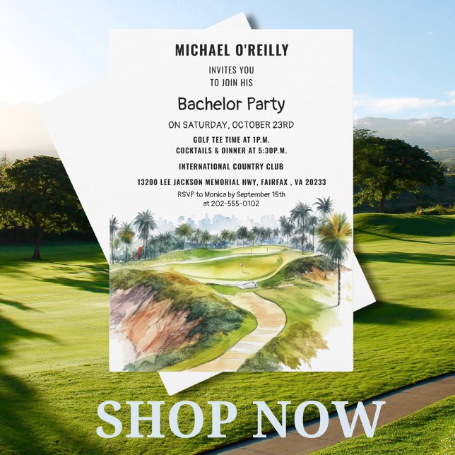 Invitación Fiesta de Bachelor de Golf Tropical Palms (Subido por el creador)