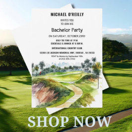 Invitación Fiesta de Bachelor de Golf Tropical Palms