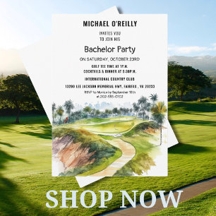 Invitación Fiesta de Bachelor de Golf Tropical Palms