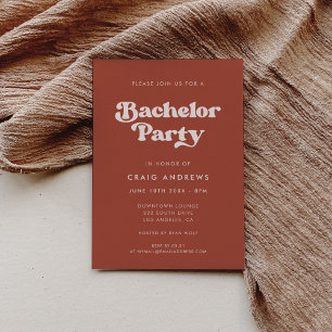 Invitación Fiesta de Bachelor Retro Terracotta