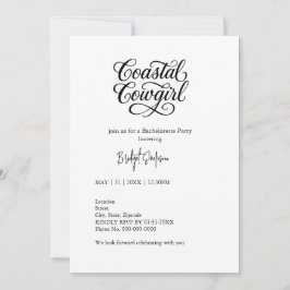 Invitación fiesta de bacheloramia costera de escritura negra