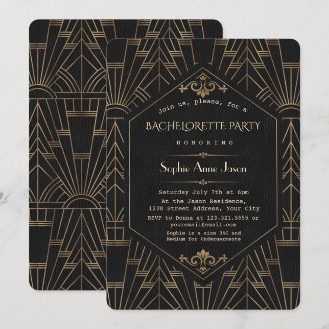 Invitación Fiesta de Bachelorette (Anverso / Reverso)