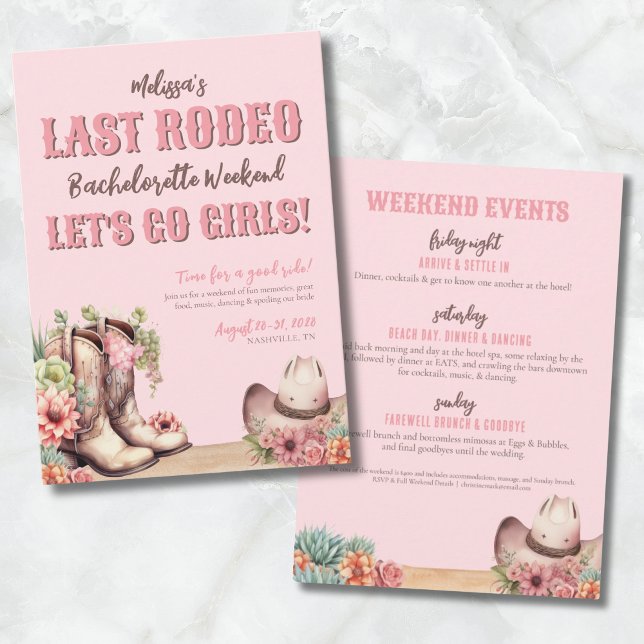 Invitación Fiesta de Bachelorette (Last Rodeo Cowgirl Bachelorette Party Invitation)