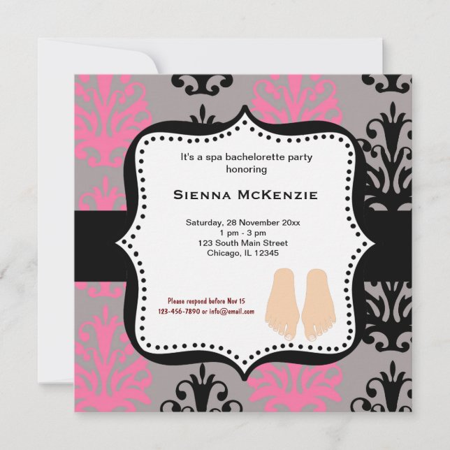 Invitación Fiesta de Bachelorette (Anverso)
