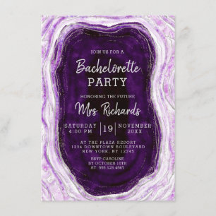 Invitación Fiesta de Bachelorette Amethyst Purple & Silver Ge