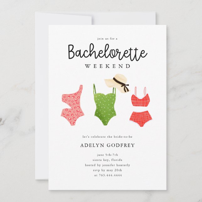 Invitación Fiesta de Bachelorette Beach (Anverso)