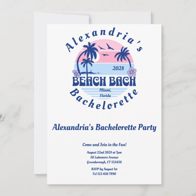Invitación Fiesta de Bachelorette Beach (Anverso)