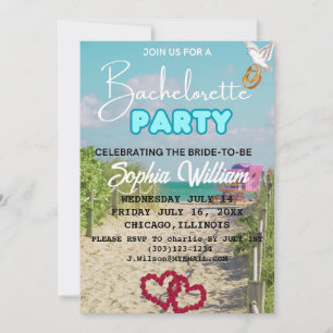 Invitación Fiesta de Bachelorette Beach de Verano Miami Weeke