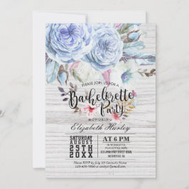 Invitación Fiesta de Bachelorette Boho Floral Feather Rústica