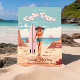 Invitación Fiesta de Bachelorette Coastgirl Surfboard