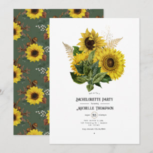 Invitación Fiesta de Bachelorette de Barn Rural de Girasol Rú