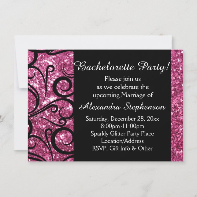Invitación Fiesta De Bachelorette De Barro Rosado (Anverso)