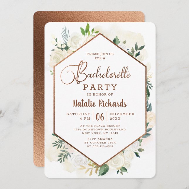 Invitación Fiesta de Bachelorette de Campo Rústico Fresco (Anverso / Reverso)