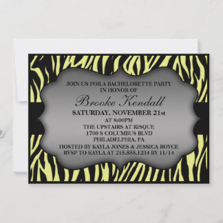 Invitación Fiesta de Bachelorette de cebra de cebra salvaje c
