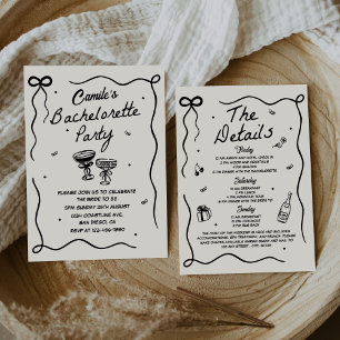 Invitación Fiesta de Bachelorette de Cocktail de mano caprich