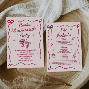 Invitación Fiesta de Bachelorette de Cocktail de mano caprich