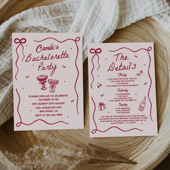 Invitación Fiesta de Bachelorette de Cocktail de mano caprich (Subido por el creador)