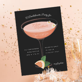 Invitación Fiesta de Bachelorette de Cóctel Rosa