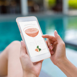 Invitación Fiesta de Bachelorette de Cóctel Rosa