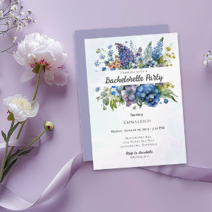 Invitación Fiesta de Bachelorette de Color Azul-Violeta Bohem