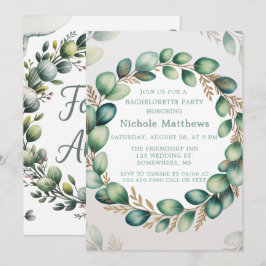 Invitación Fiesta de Bachelorette de Eucalyptus Mint Green