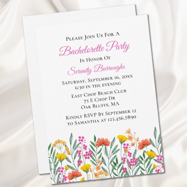 Invitación Fiesta de Bachelorette de Flor Silvestre Primavera (Subido por el creador)