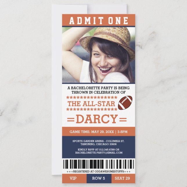 Invitación Fiesta de Bachelorette de fútbol invita (Anverso)
