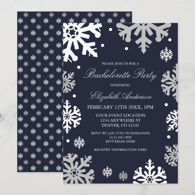 Invitación Fiesta de Bachelorette de Invierno de la Marina Az (Anverso / Reverso)