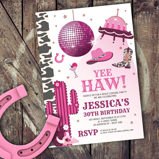 Invitación Fiesta de Bachelorette de la Cowgirl Disco (Subido por el creador)