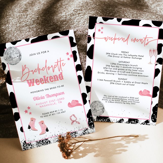 Invitación Fiesta de Bachelorette de la Cowgirl Disco | Boqui (Subido por el creador)
