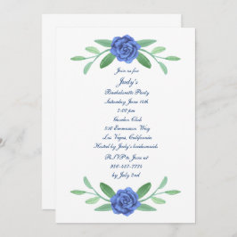 Invitación Fiesta de Bachelorette de la Foliage Floral Azul