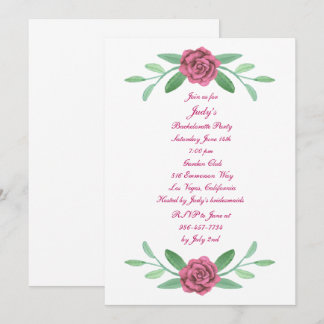 Invitación Fiesta de Bachelorette de la Foliage Floral Rosa