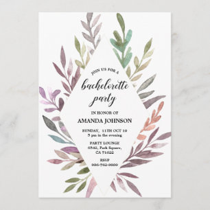 Invitación Fiesta de Bachelorette de la Foliage Romántica