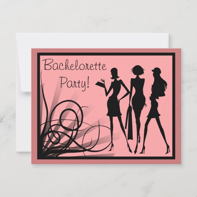 Invitación Fiesta de Bachelorette de la silueta del vestido (Anverso)
