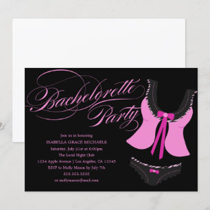 Invitación Fiesta de Bachelorette de Lingerie Rosa   Invitaci
