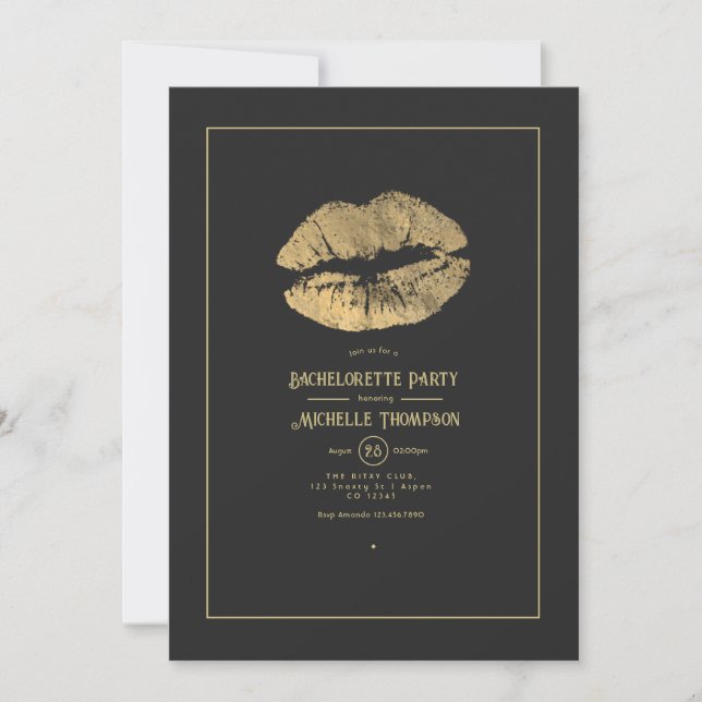 Invitación Fiesta de Bachelorette de los Litros de Oro (Anverso)