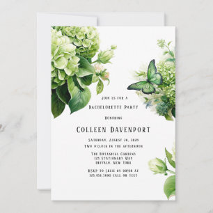 Invitación Fiesta de Bachelorette de Mariposa de Hydrangea Ve