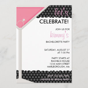Invitación Fiesta de Bachelorette de Martini y del anillo