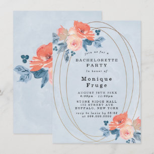 Invitación Fiesta de Bachelorette de Oro Azul