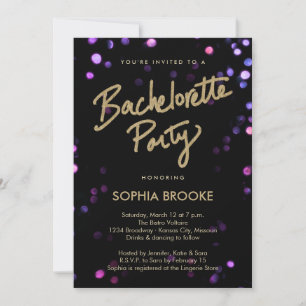 Invitación Fiesta de Bachelorette de Oro con luces de verano