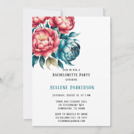 Invitación Fiesta de Bachelorette de Oro de Coral y Peonies V